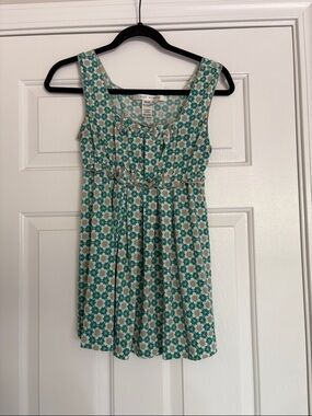 Max Studio Teal and Cream Floral Print Dress